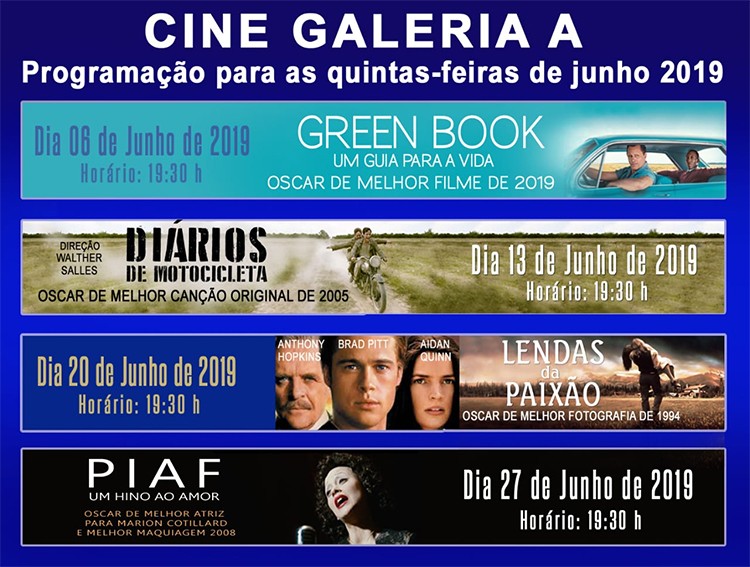 Cine Galeria A divulga programação de junho